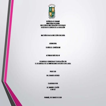 DESARROLLO CURRICULAR Y SU RELACIÓN CON EL DESARROLLO DE LAS INNOVACIONES DOC...