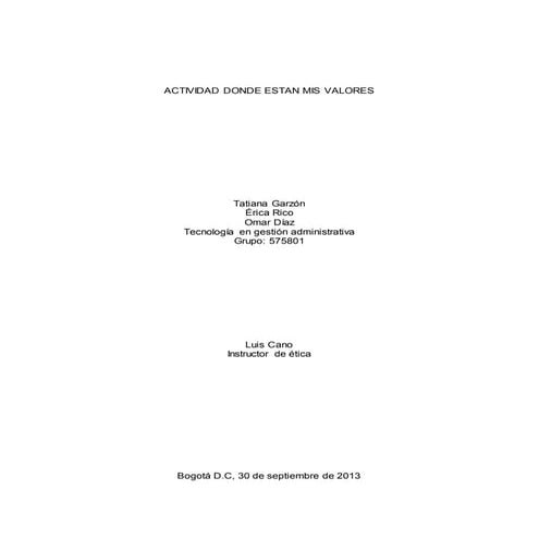 Actividad donde estan mis valores