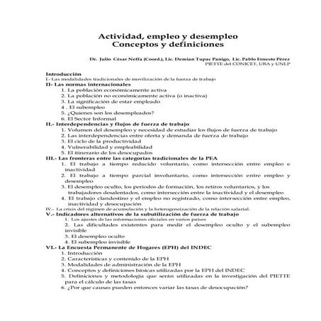 Actividad, empleo y desempleo