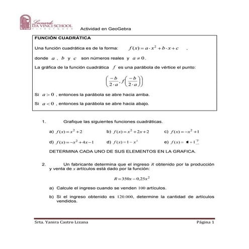 Actividad en geoGebra | DOCX