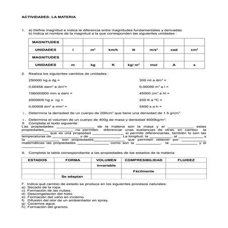 Actividades de materia