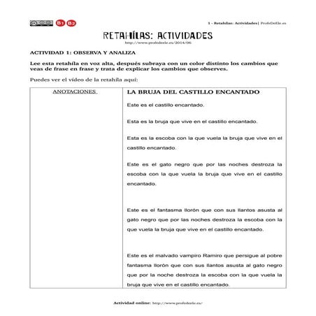 Retahílas - Actividades