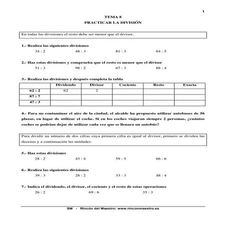 Seguimos practicando la división