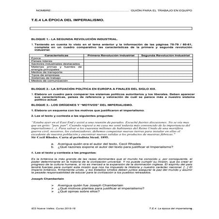 Actividades Imperialismo