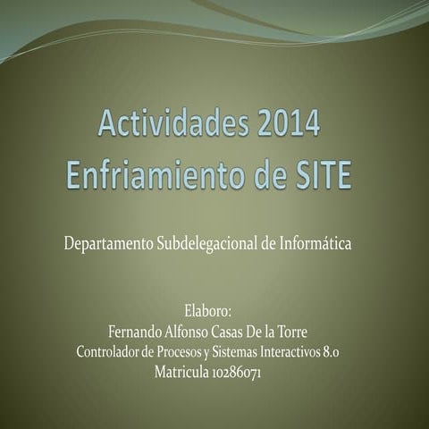 IMSS Informatica Actividades 2014 enfriamiento de site