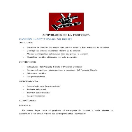 Actividades con las canciones