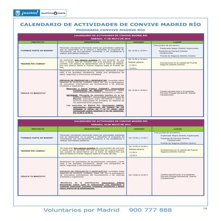 Actividades convive madrid río
