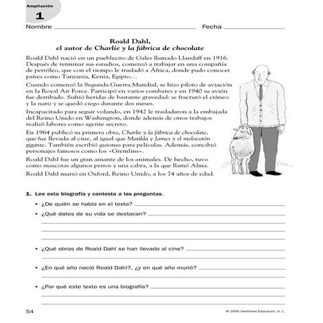 Actividades de ampliación lengua 6º