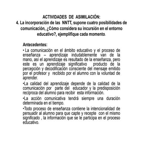 Actividades  de  asimilación pregunta 4