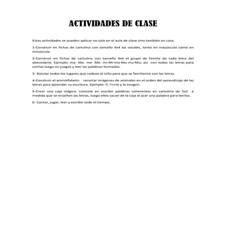 Actividades de clase