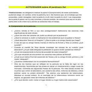 Actividades de El jardinero fiel