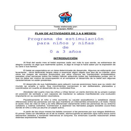 Actividades  de estimulación de 3 a 6 meses 