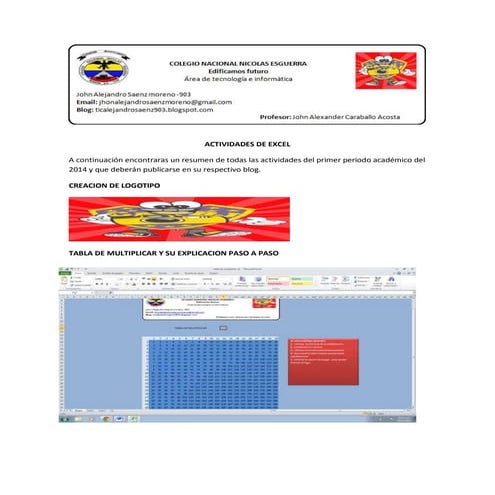 Actividades de excel