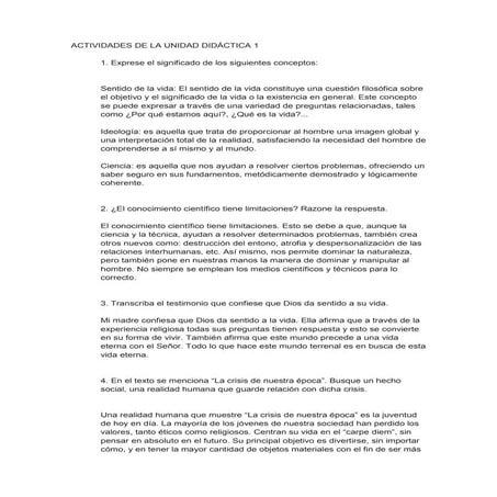 Actividades Revelacion y Fe