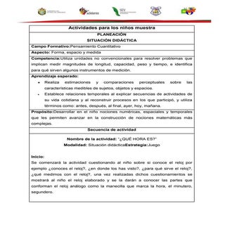 Actividades de peso y tiempo