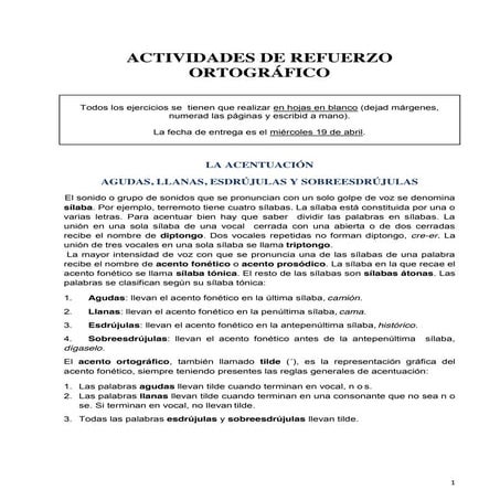 Actividades de refuerzo ortográfico