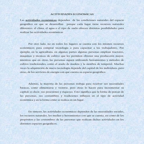 Semana 33 3 las actividades económicas son parte de nuestra vida. | PDF