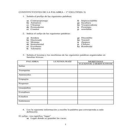 Actividades lexemas morfemas-1º eso