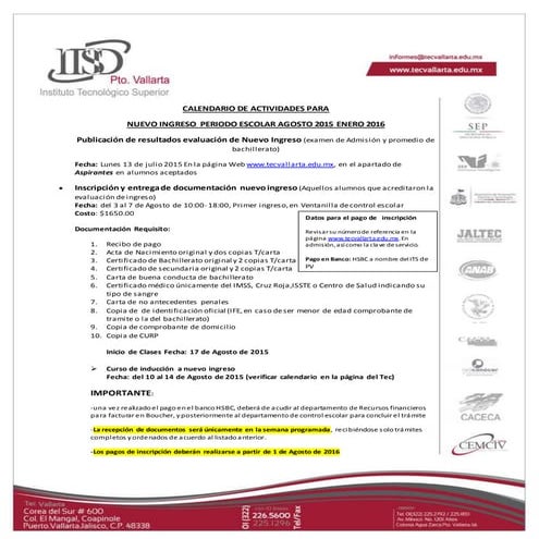 Actividades nuevo ingreso ago 2015  ene 2016