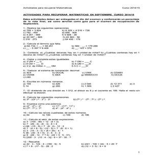 Actividades para recuperar matemáti...