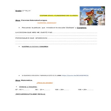 Actividad para 2° VERDE Y NARANJA