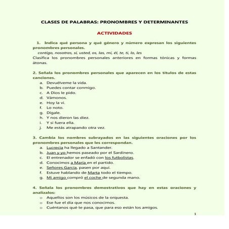 Actividades pronombres y determinantes