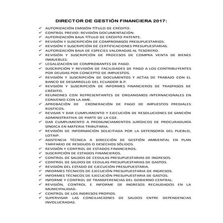Actividades que realizaeldirectorfinanciero2017