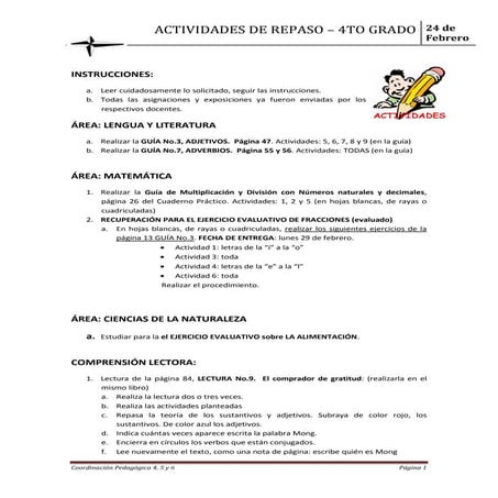 Actividades refuerzo 4_togrado_febrero-2016