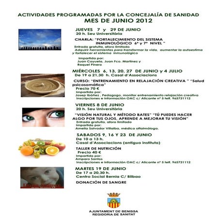 Actividades sanidad junio Ayto Benissa