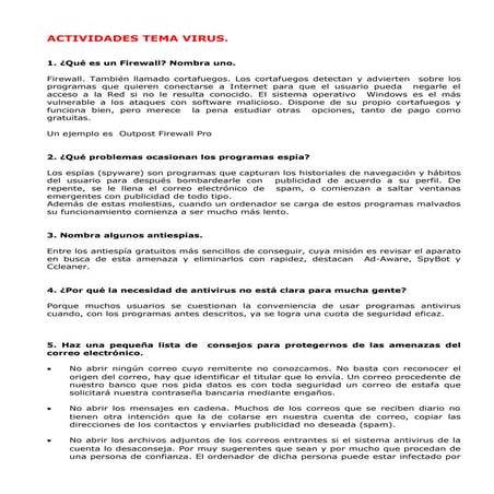 Actividades tema virus