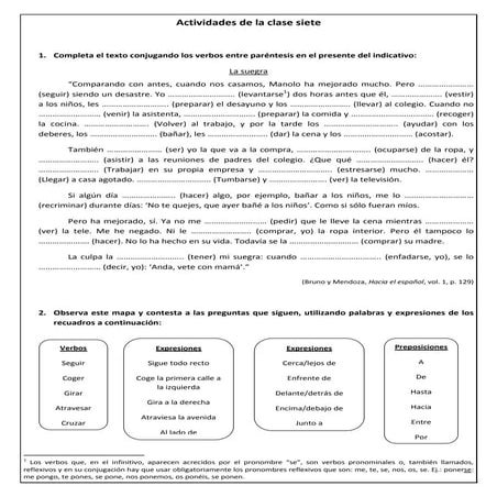 Actividades verbos presente del indicativo
