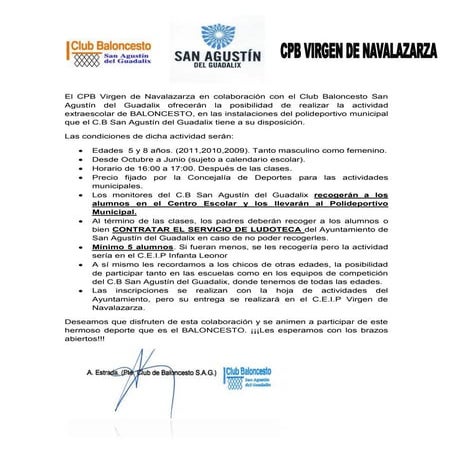 Actividad  extraescolar baloncesto