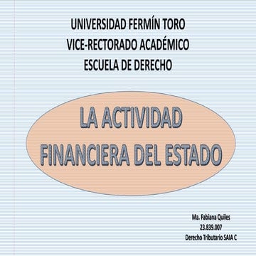 La Actividad Financiera del Estado. María Fabiana Quiles.