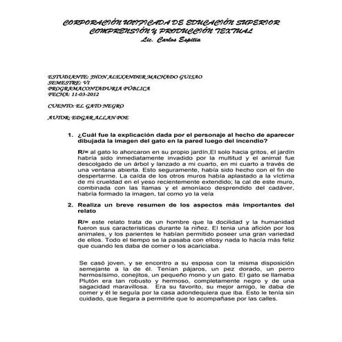 Actividad gato negro cun 1 machado