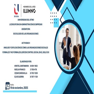ACTIVIDAD II  ANÁLISIS Y EXPLICACIÓN DE CÓMO LAS ORGANIZACIONES SOCIALES FORM...