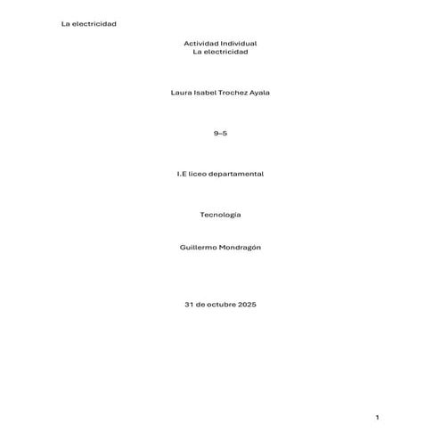 Actividad  individual : la  electricidad