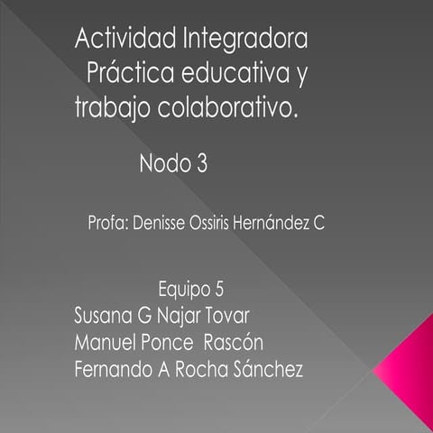 Actividad integradora. Práctica educativa y trabajo colaborativo Tarea