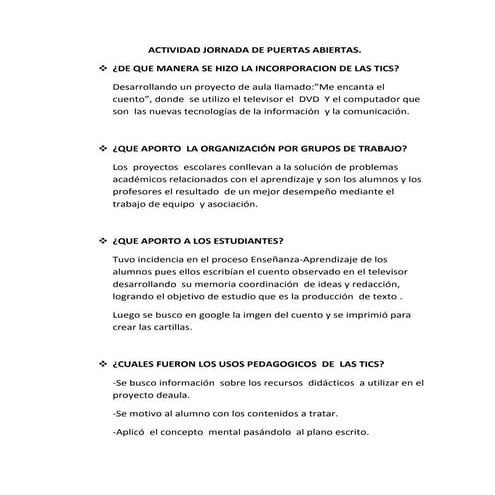 Actividad Jornada De Puertas Abiertas