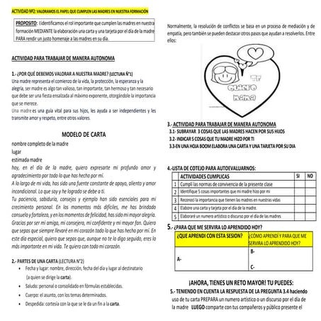 ACTIVIDAD DIA DE LA MADRE FICHA DE TRABAJO | DOCX