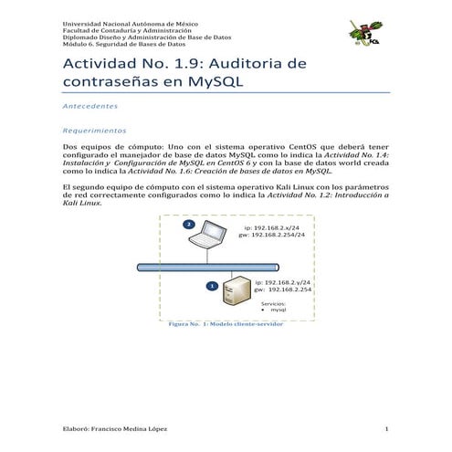 Actividad No. 1.9: Auditoria de contraseñas en MySQL