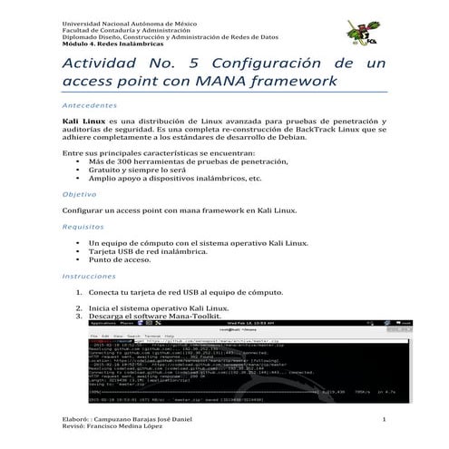 Actividad No. 6 Configuración de un access point con MANA framework