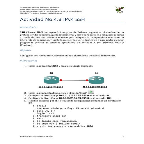 Actividad No 4.3 IPv4 SSH
