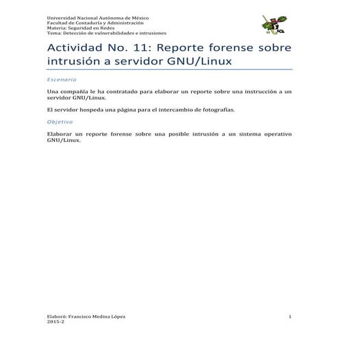 Actividad No. 11: Reporte forense sobre intrusión a servidor GNU/Linux