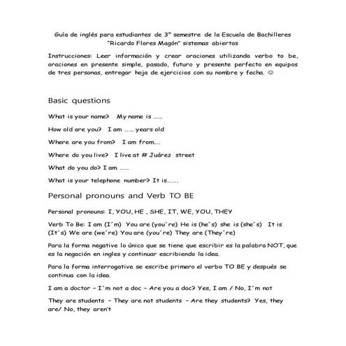 Resumen de tiempos verbales y tabla de verbos