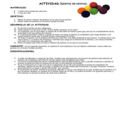 Actividad pelotas de esponja.