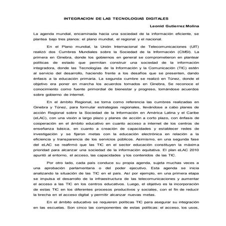 Integración de las Tecnologías Digitales