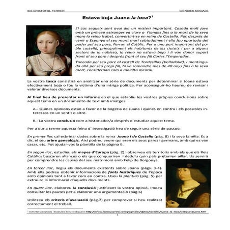 Activitat Lectora  Juana La Loca