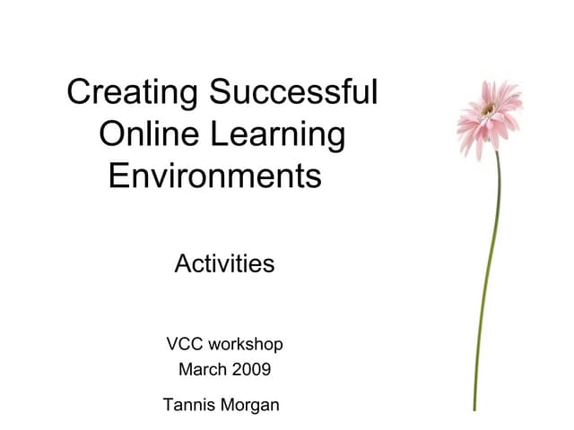 Creating Successful Online Learning Experiences Activities Ppt Creating Successful Online Learning Experiences Activities Ppt