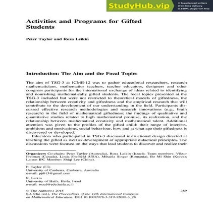 Activities And Programs For Gifted Students