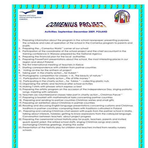 Activities Comenius 9 12 2009